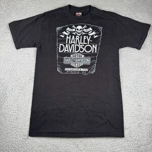 Harley Davidson Biker Motorcycle Mens Medium Tall Double Sided T Shirt Black